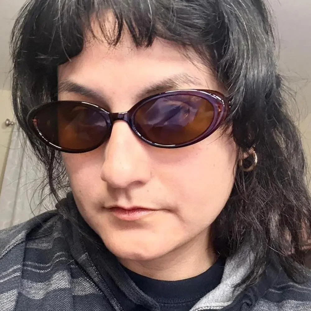 Dark clear brown oval sunglasses y2k retro clean girl